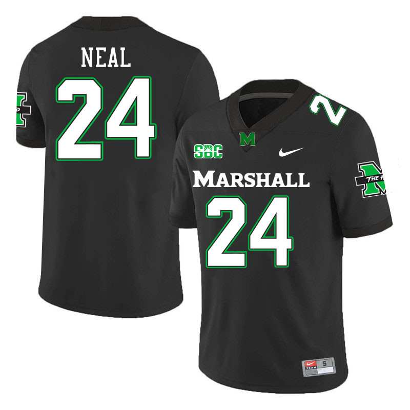 Marshall Thundering Herd #24 Elias Neal College Football Jerseys,Uniforms-Black